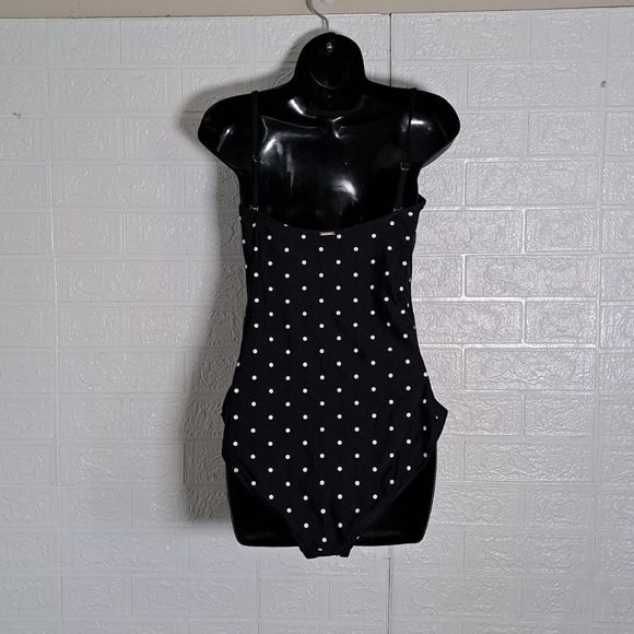 Relleciga Tummy Control Ruched Swimwear Polkadot Black Large - Picture 9 of 12